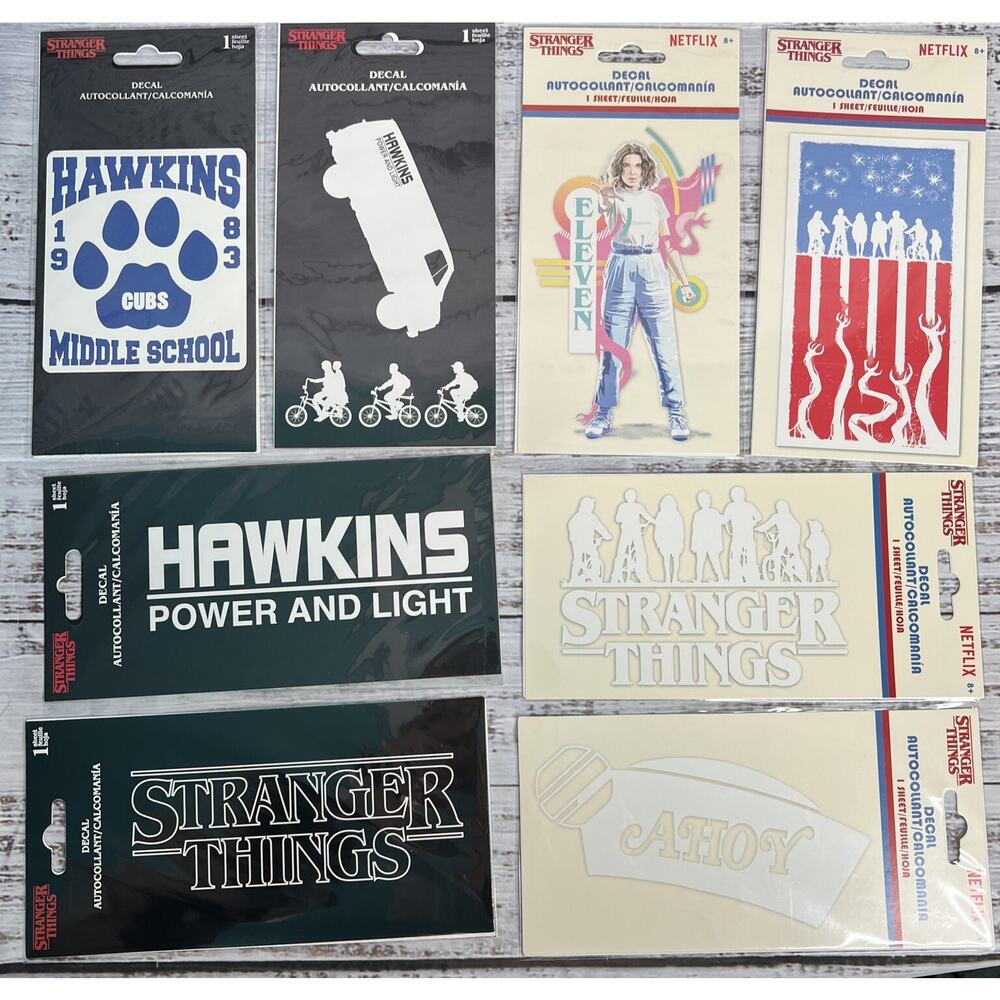 LOT OF 8 Stranger Things Stickers Decal Car Water Bottle‎ Netflix Eleven Hawkins